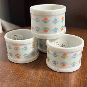 Four Toscany Collection Floral Ceramic Napkin Rings